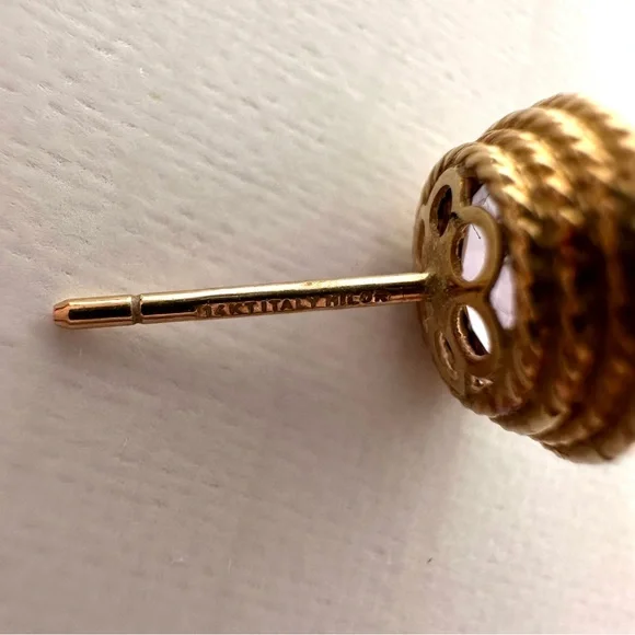 Milor Made In Italy 14k Gold Braided Bezel Set Stud Earrings